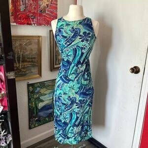 always caroline blue green floral tank long dress